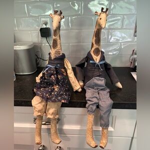 TWO HANDMADE CLOTH GIRAFFES BY DOLL ARTIST JUDY WACHLER 1989-1990